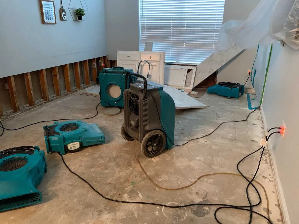Dehumidifier in flood-cut room for Water Damage Restoration in Sheffield
